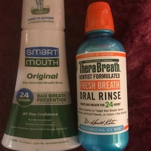 LOT OF 2 ITEMS:THERABREATH AND SMART MOUTH ORIGINAL RINSE*BOTH 16 OUNCE*